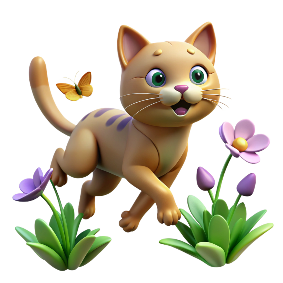 Playful 3D Cat Illustration png