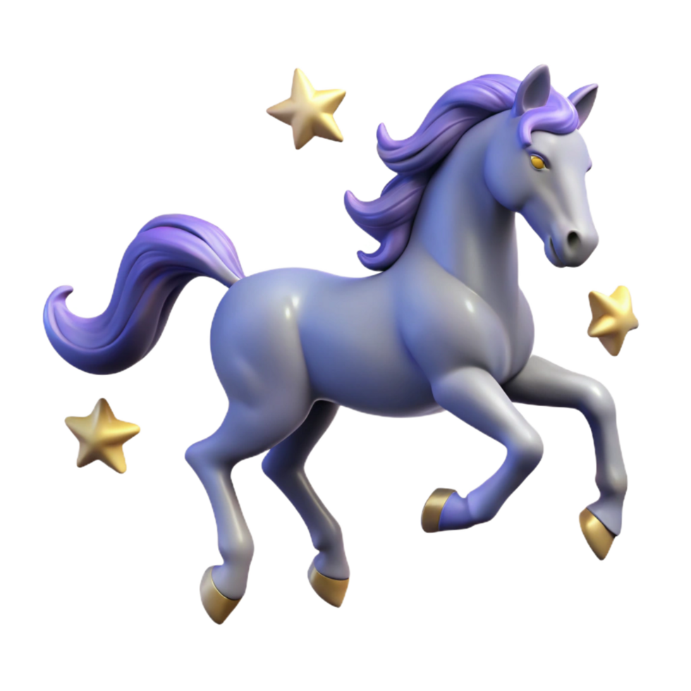 Purple Unicorn 3D Render png