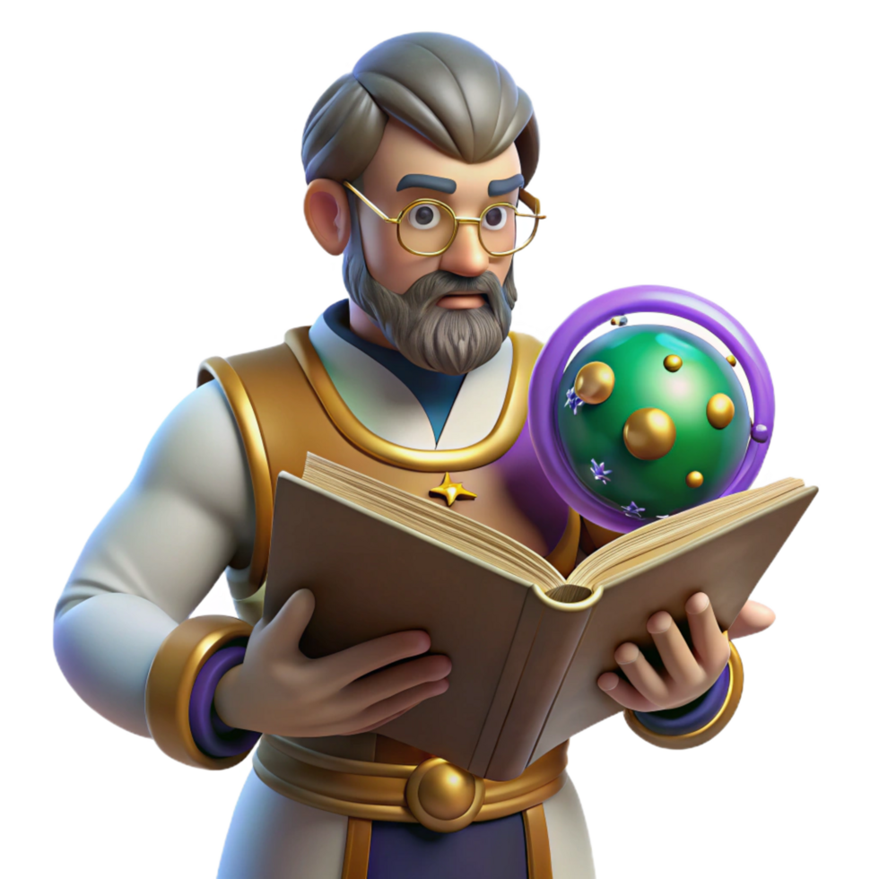 Wise Professor 3D Render png