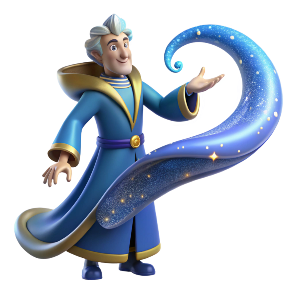 Wizard 3D Render, Magical Robe, Stardust Trail png