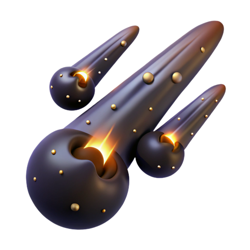 Dark Gold 3D Meteor Shower Illustration png