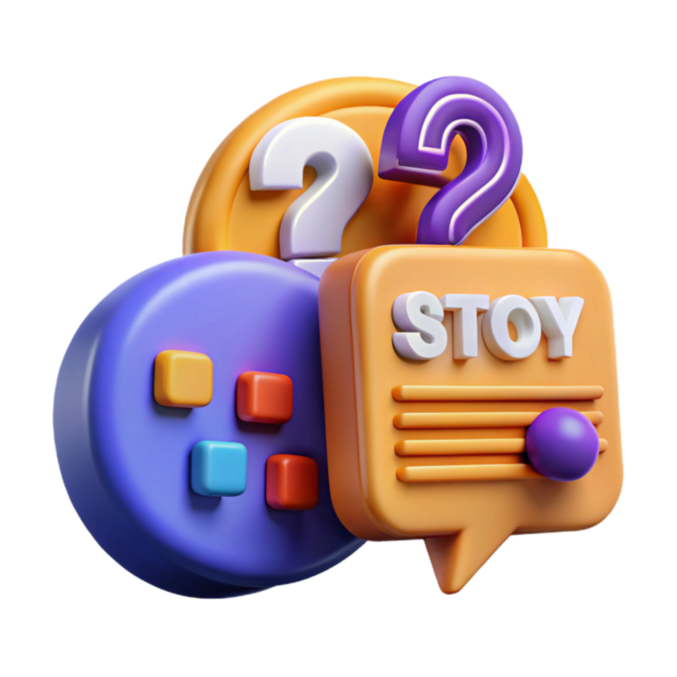 3D Game Story Question Illustration png