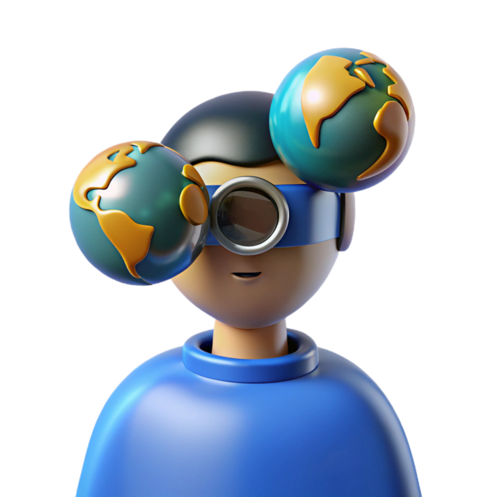 3D Cartoon Globe Illustration png