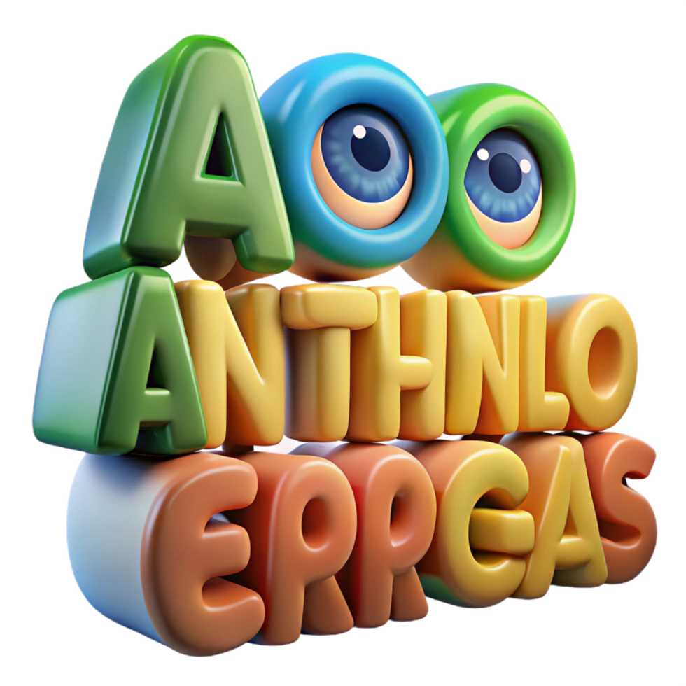 3D Colorful Alphabet with Eyes Illustration png
