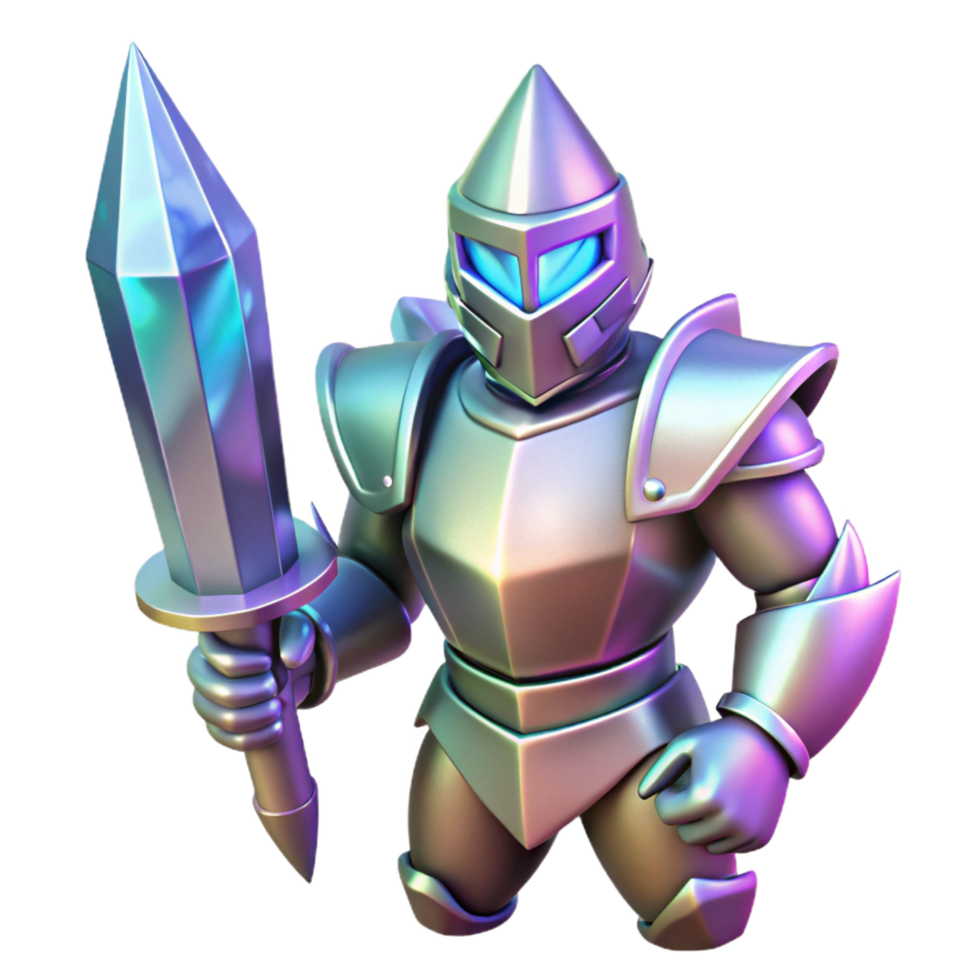 Iridescent Knight 3D Render png
