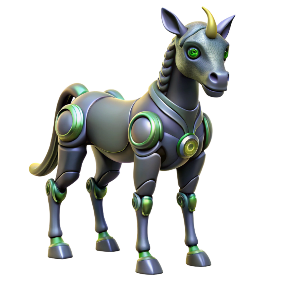 Cyber Unicorn 3D Render png
