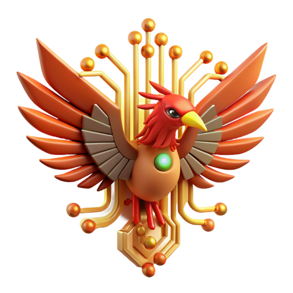 3D Render of a Cybernetic Phoenix png