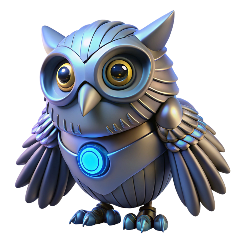 Cybernetic Owl 3D Render png
