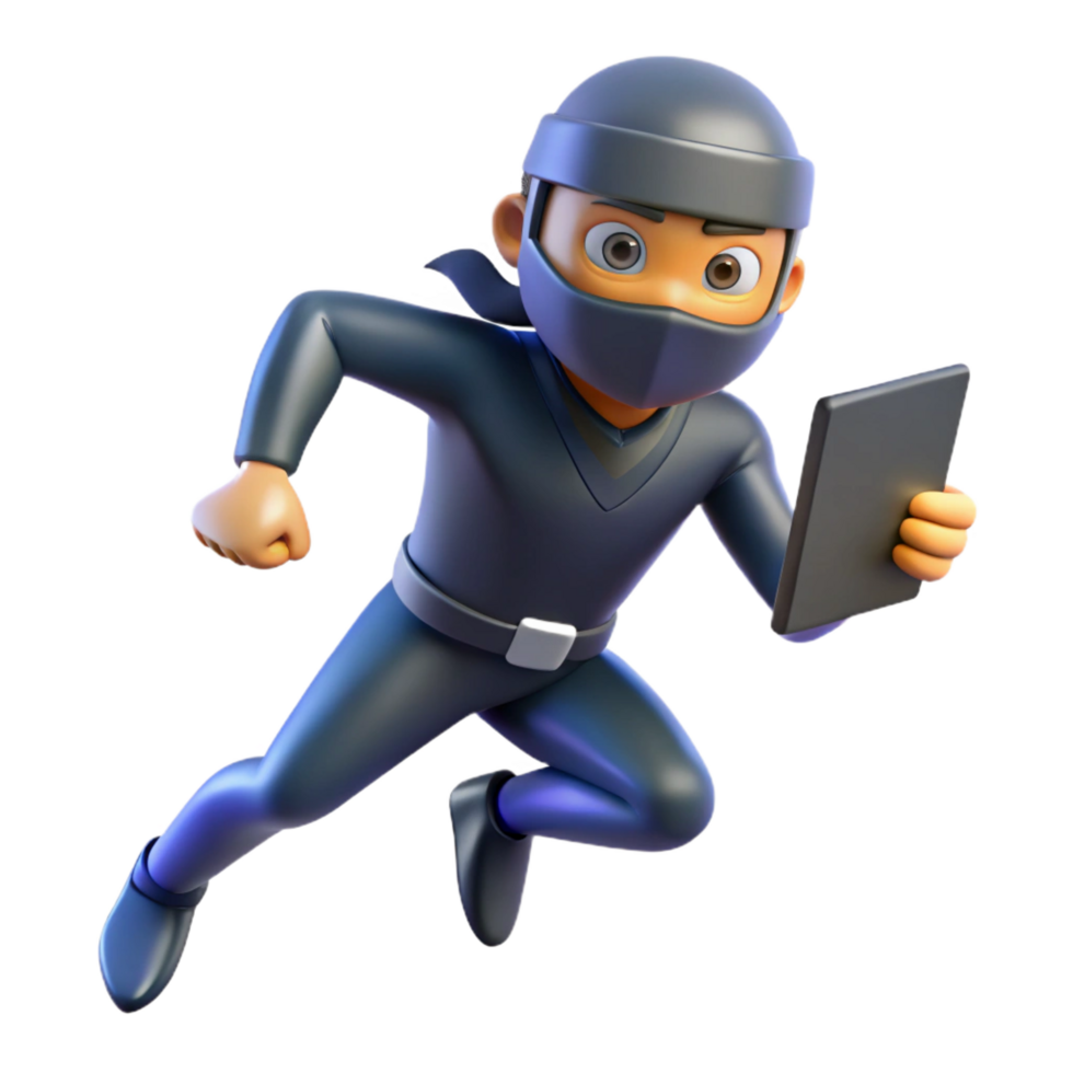 Ninja Running 3D Illustration png