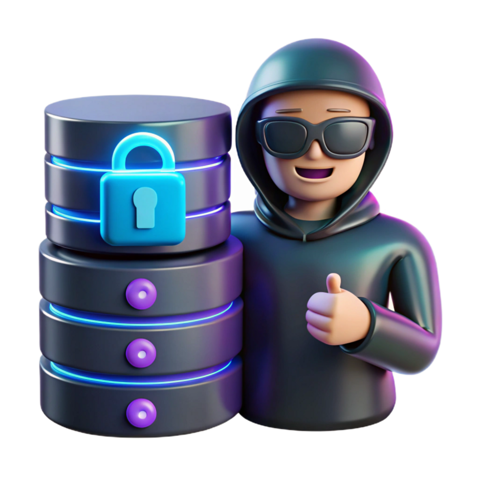 3D Illustration Secure Database Hacker png