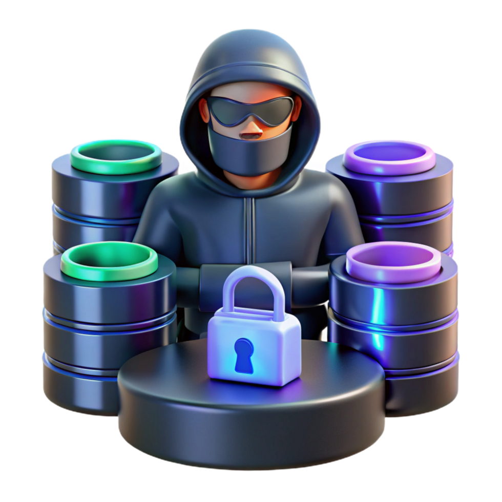 3D Illustration Hacker Cybersecurity Data Security png