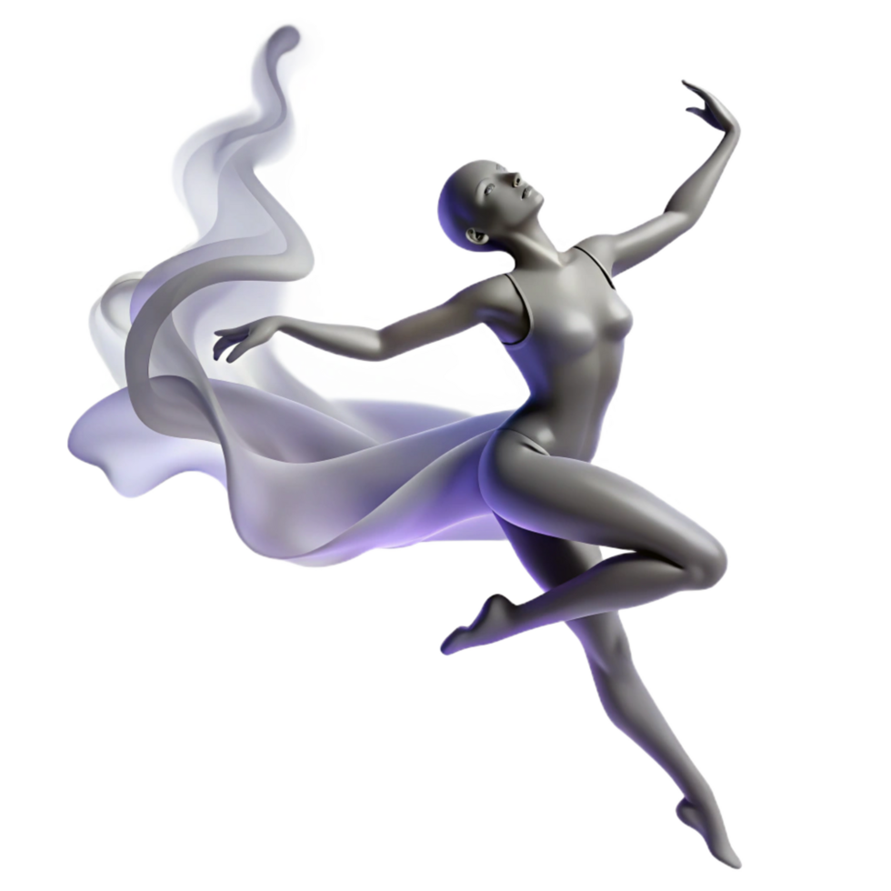 3D Dancer in Flowing Fabric png