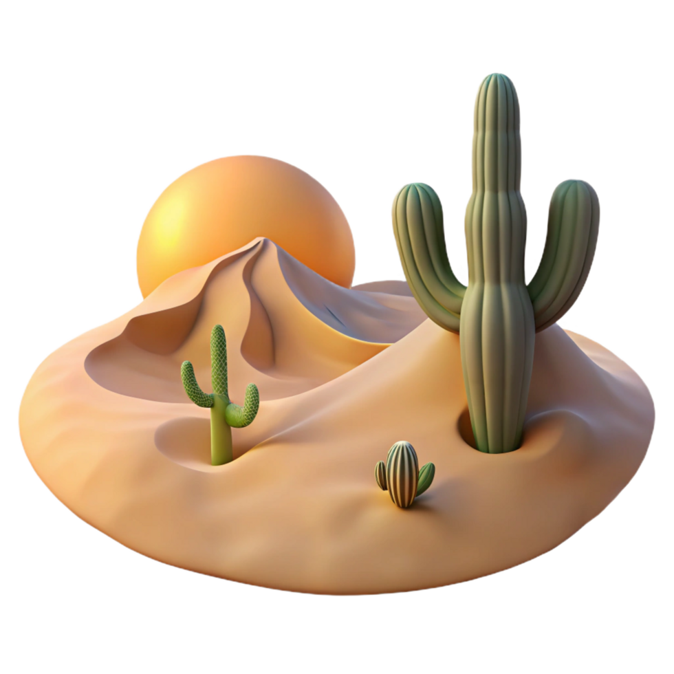 Desert Sunset 3D Render png