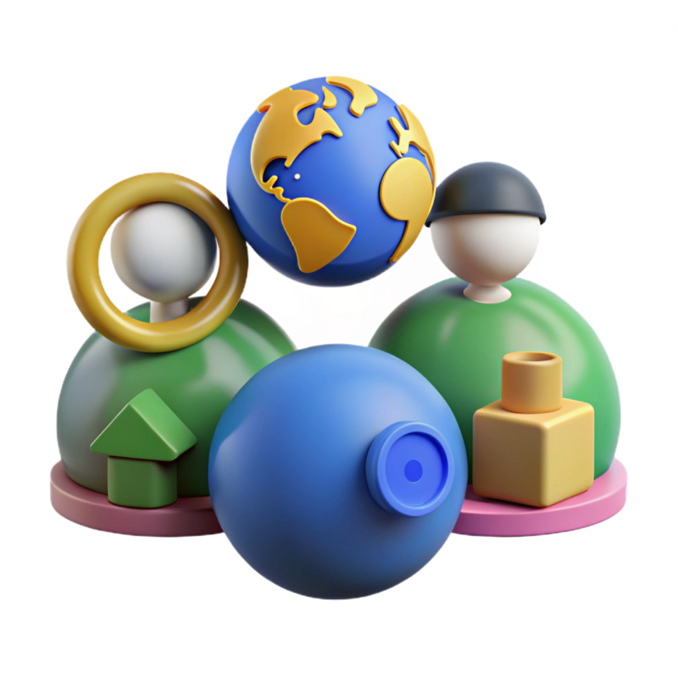 3D Colorful Abstract Global Icons png