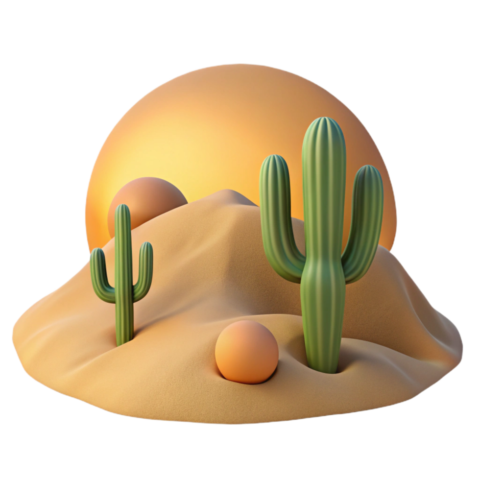 3D Desert Sunset Illustration png