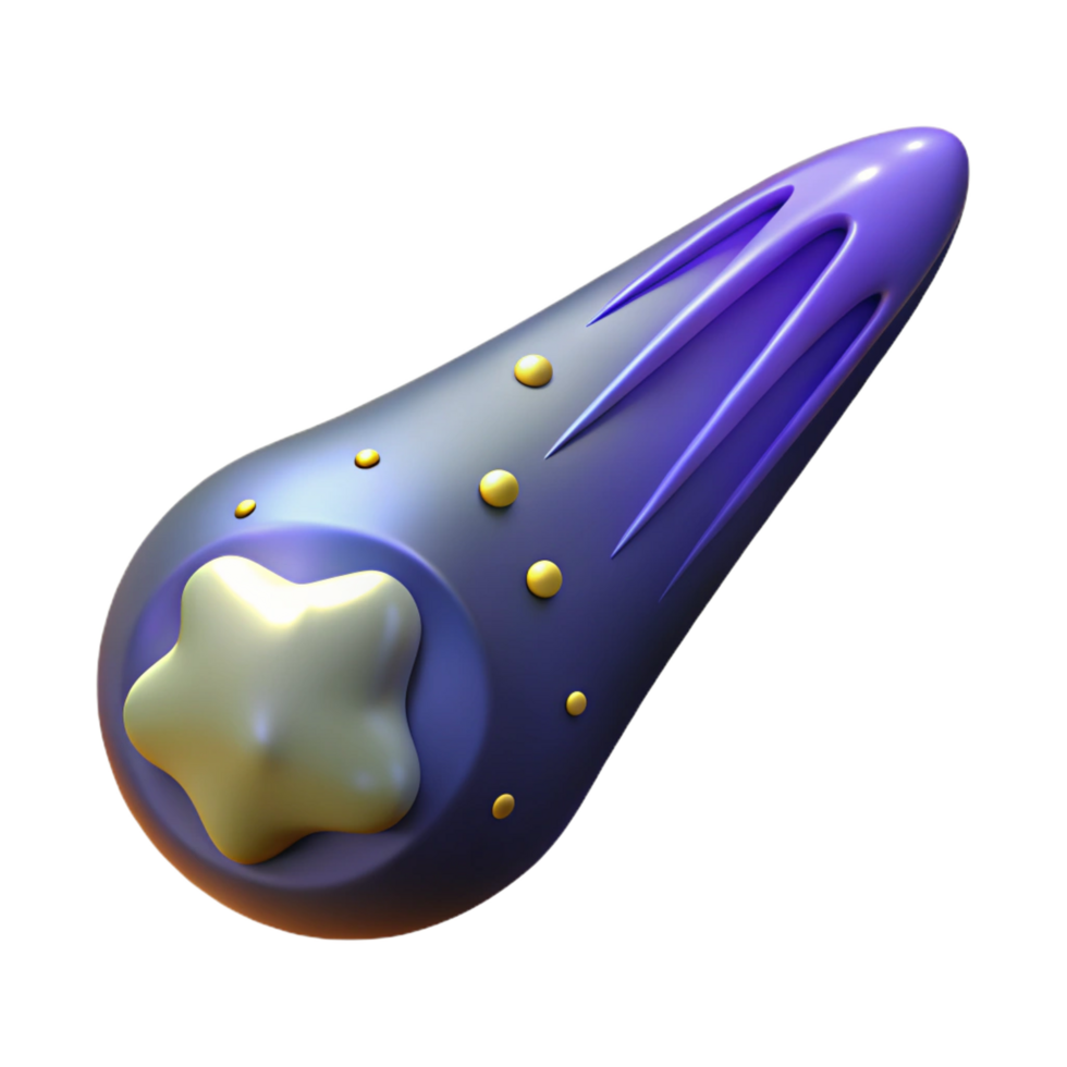 3D Render Purple Comet Illustration png