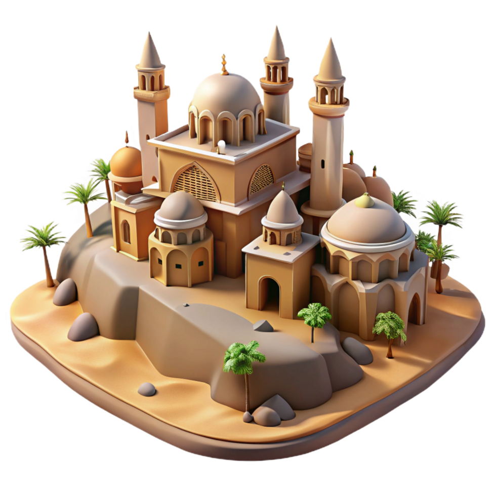 Desert Mosque 3D Illustration png