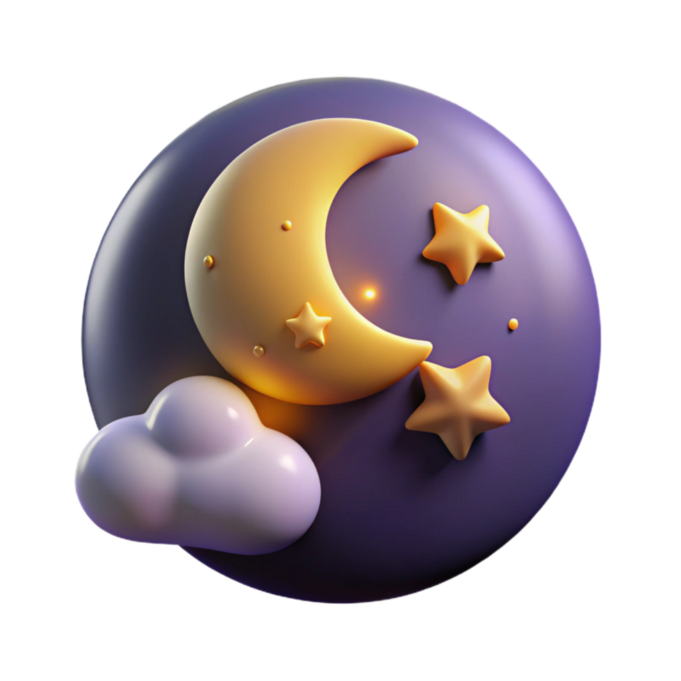 3D Night Sky Icon Moon Stars Cloud png