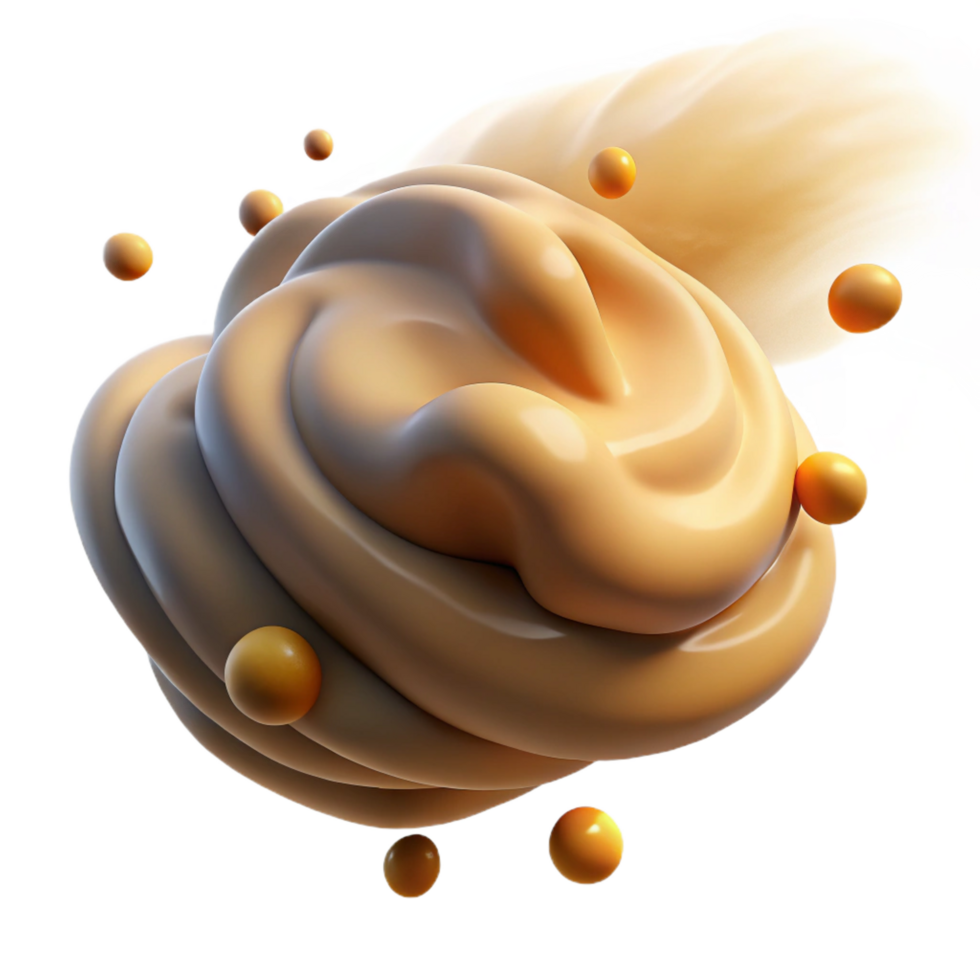 Abstract 3D Cream Swirl with Yellow Spheres png