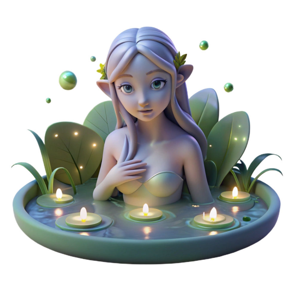 Enchanted 3D Elf in a Pool png