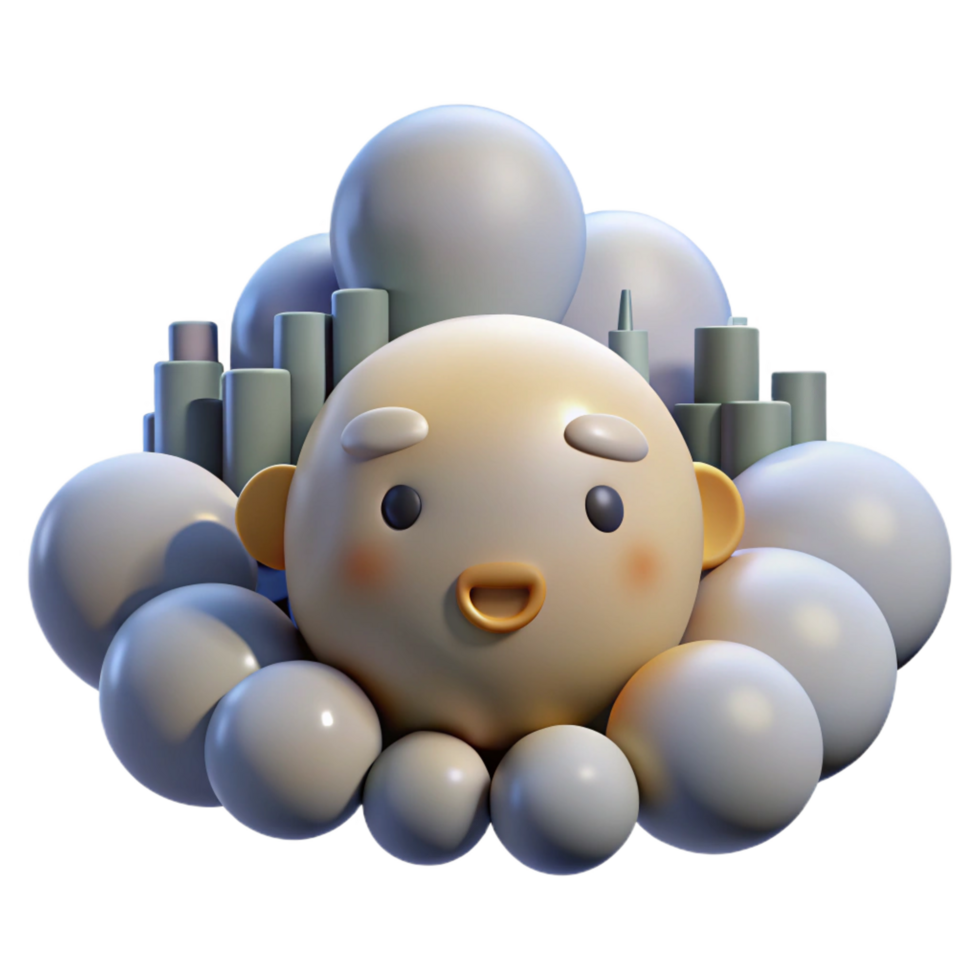 Cute 3D Cartoon Cityscape Illustration png