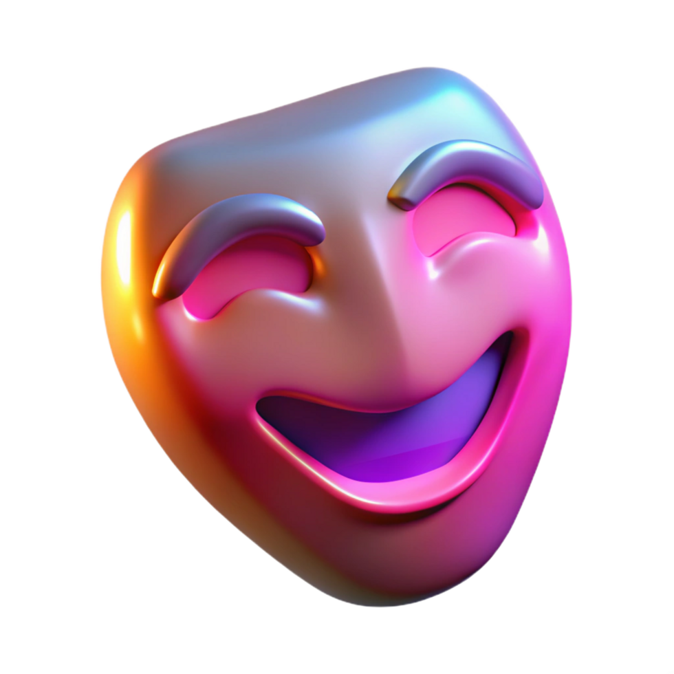 3D Render Joyful Mask Illustration png