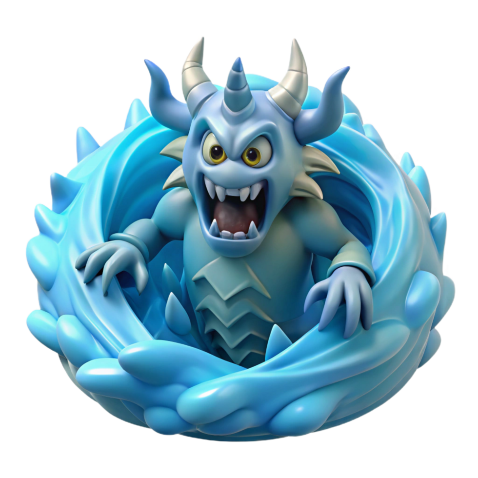 3D Render Ice Monster Illustration png