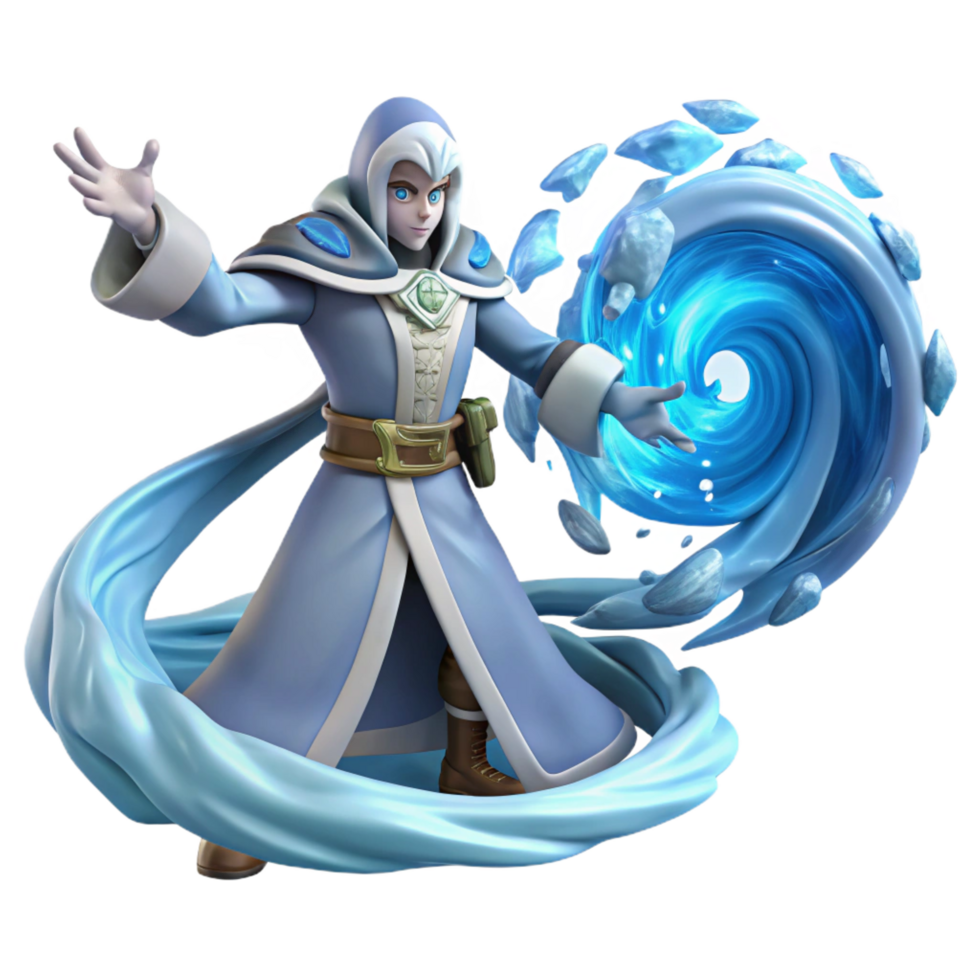 3D Render Ice Wizard Fantasy Illustration png