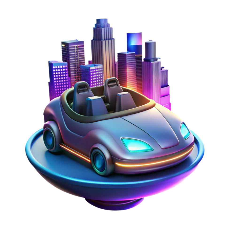 3D Cityscape Car Illustration png