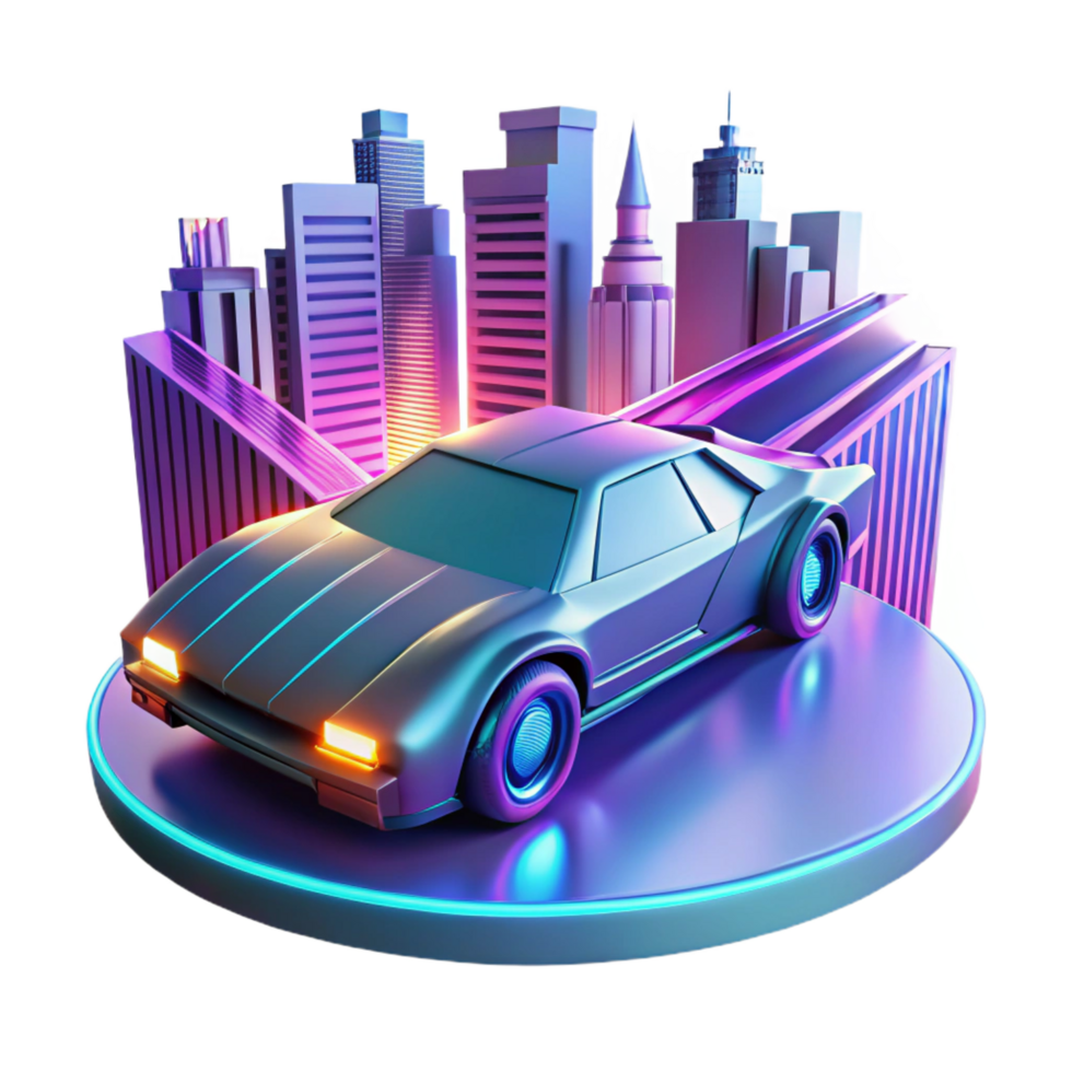 Retro Cityscape 3D Render png