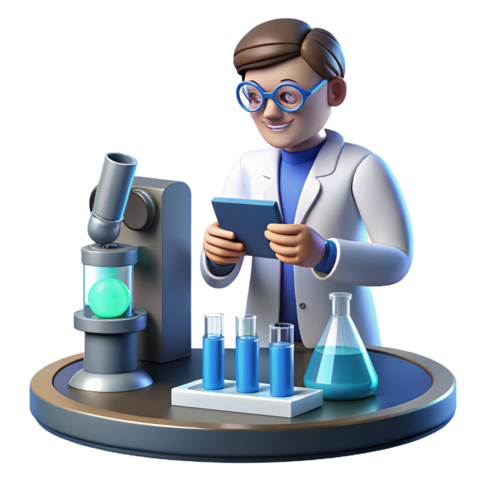 3D Scientist Lab Illustration png
