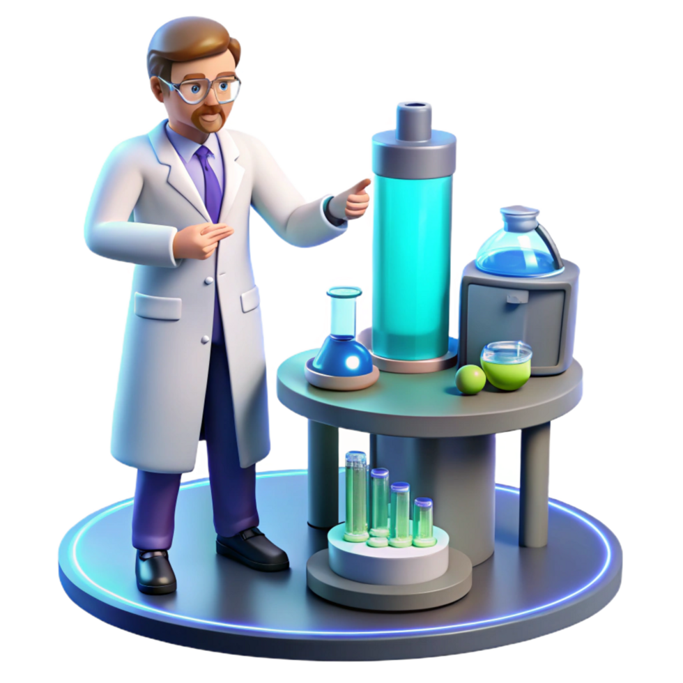 3D Illustration Scientist Lab Experiment png