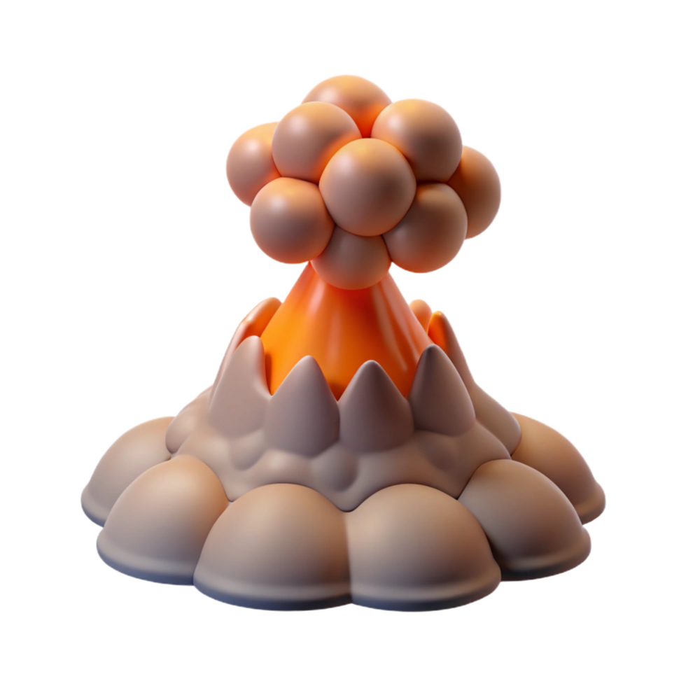 Cartoon 3D Volcanic Eruption Illustration png