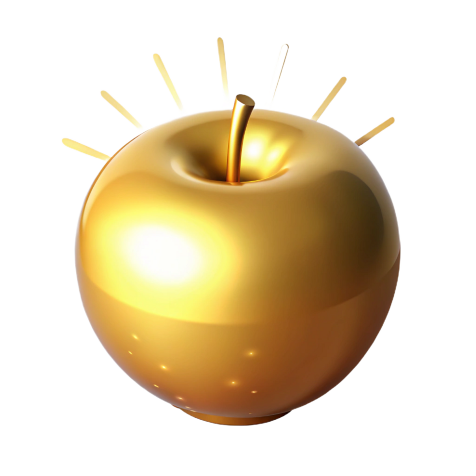 Golden Apple 3D Render png