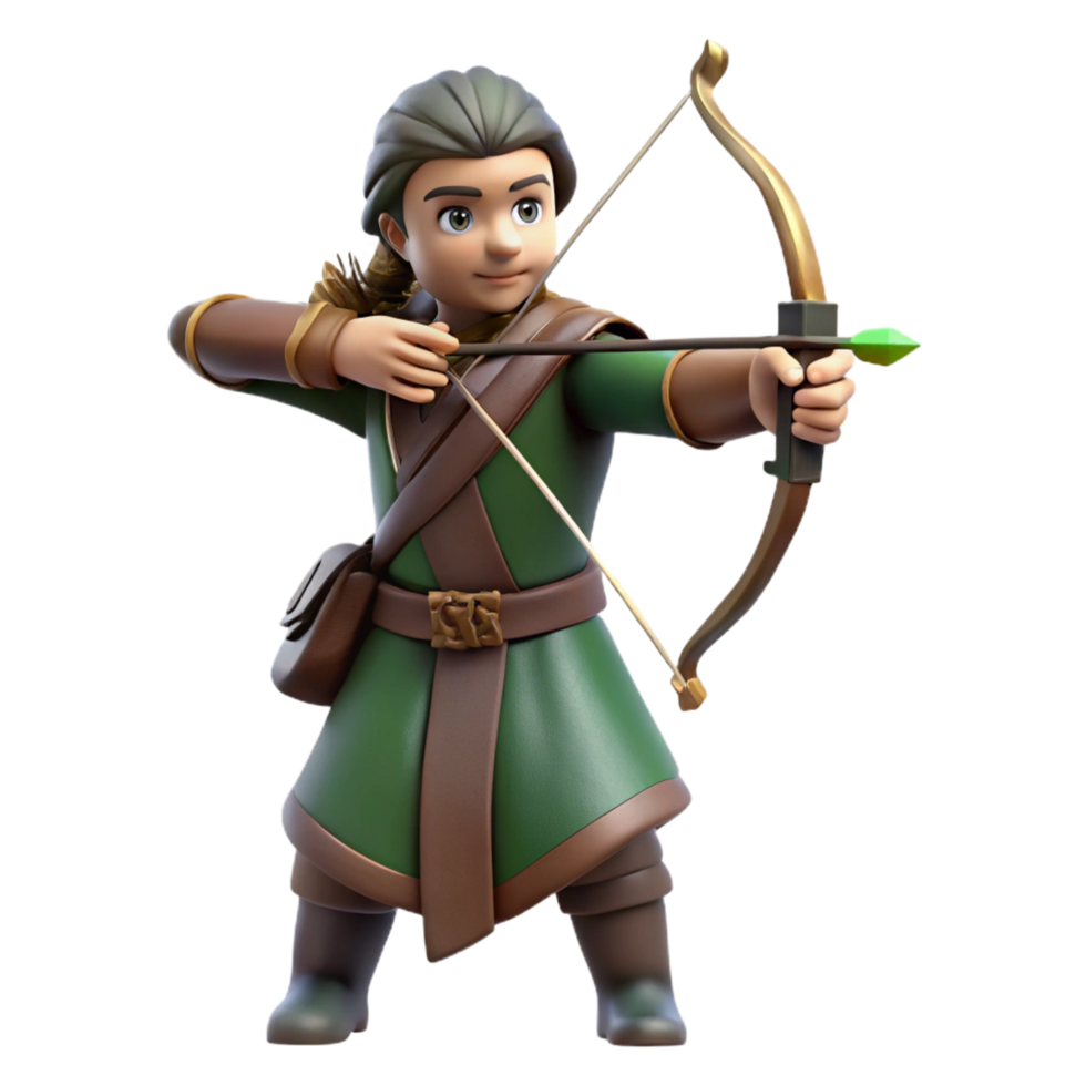3D Render Archer Boy Cartoon png