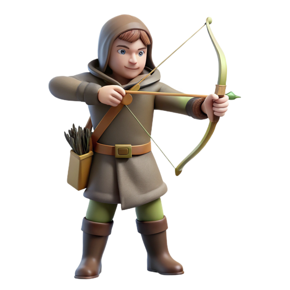3D Render Archer Cartoon Boy png