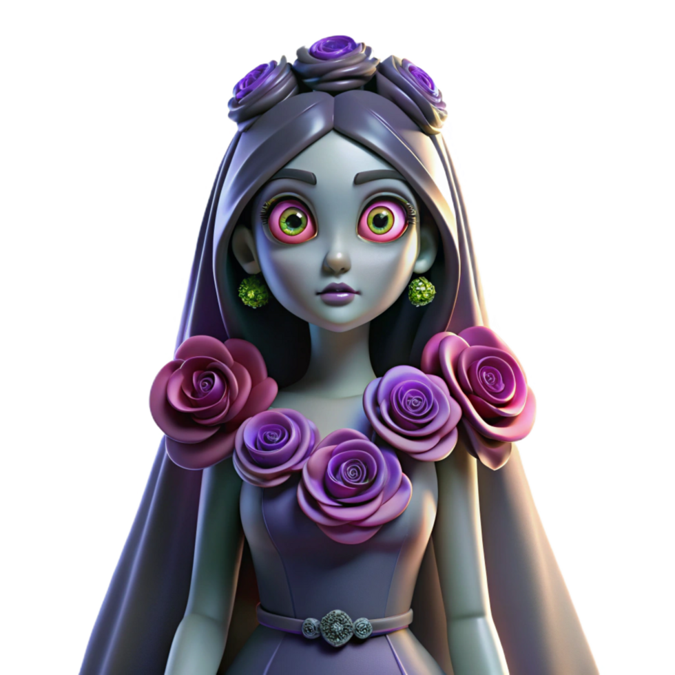 3D Render Gothic Bride Illustration png