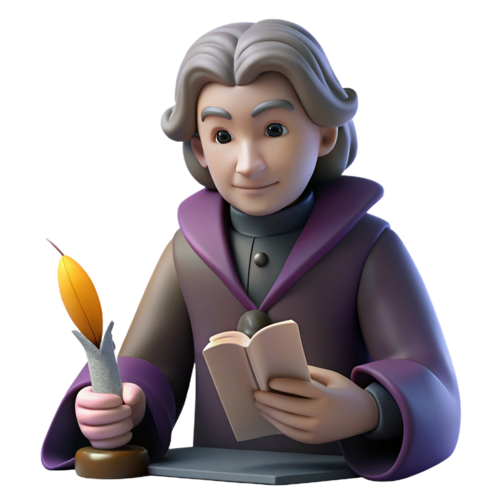 3D Render Sage Reading Book png