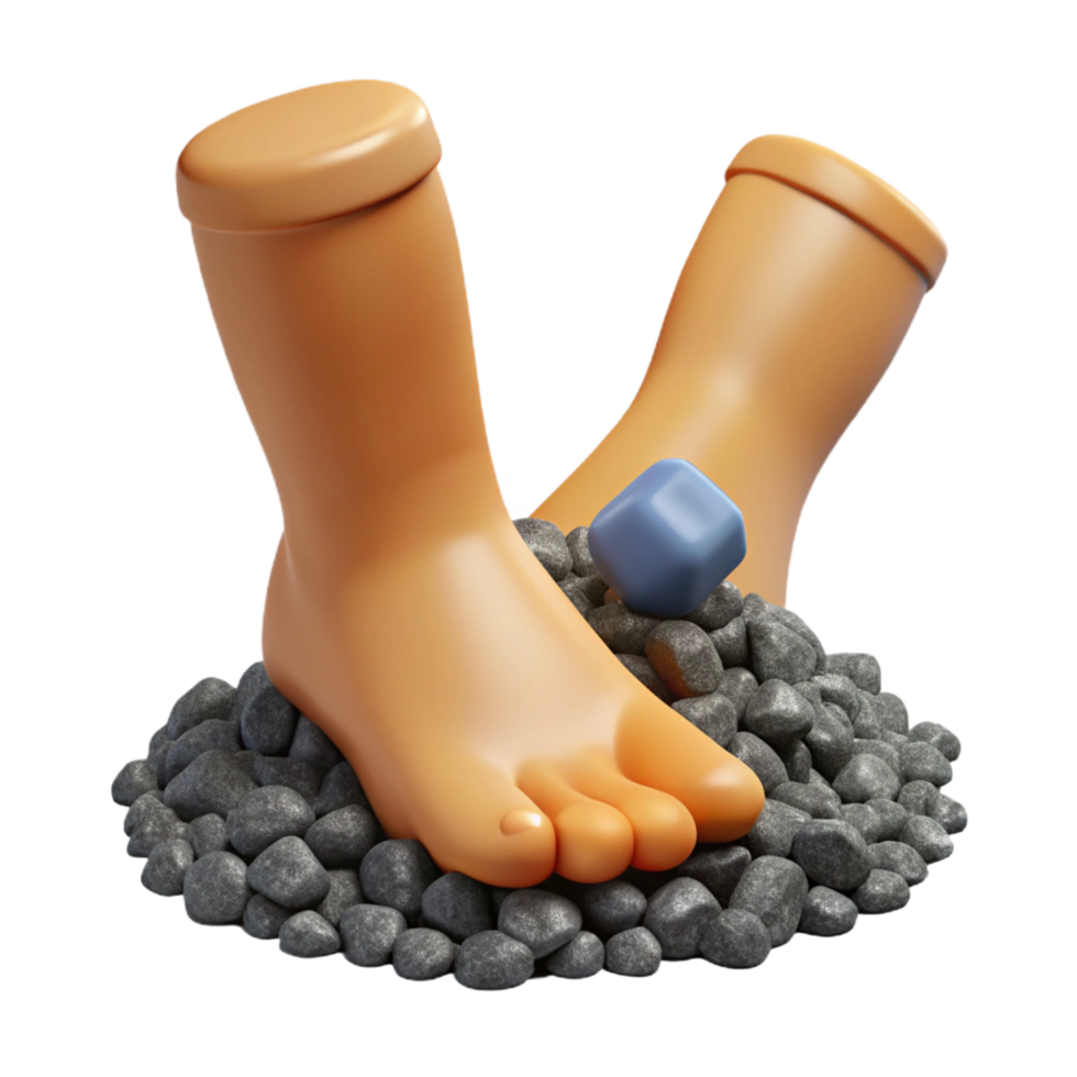 3D Render Feet on Pebbles png