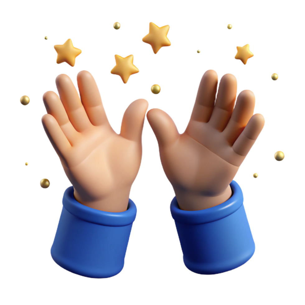 3D Cartoon Hands Reaching for Stars png