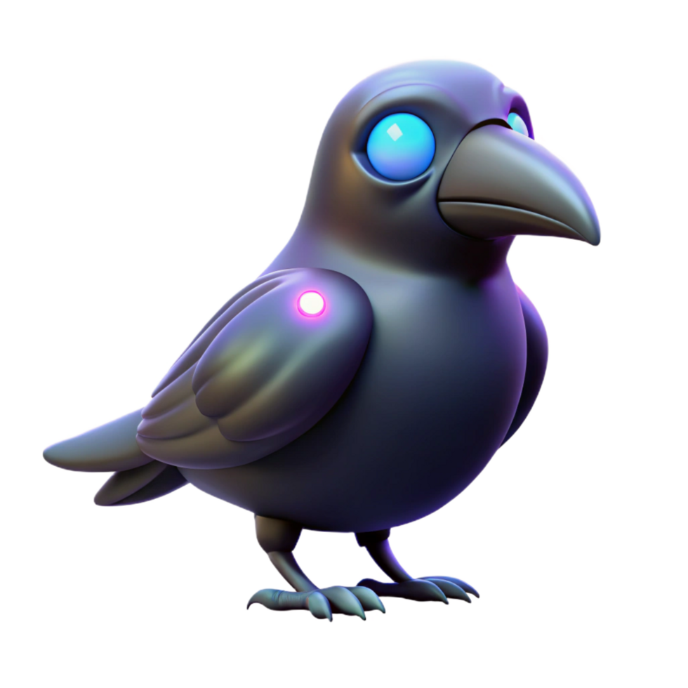 Stylized 3D Render of a Raven png