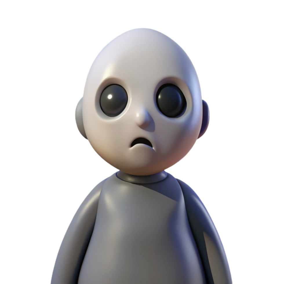 Sad 3D Cartoon Character Illustration png