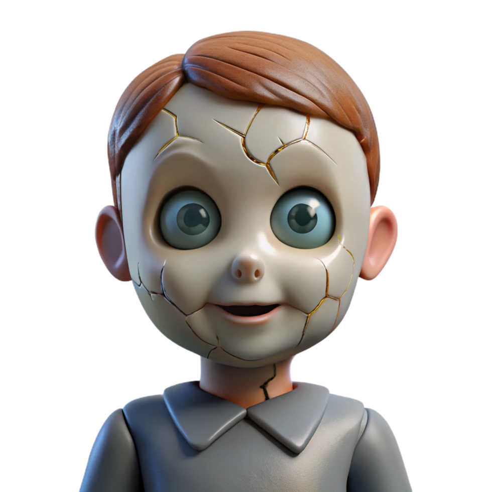 Cracked Doll 3D Render png