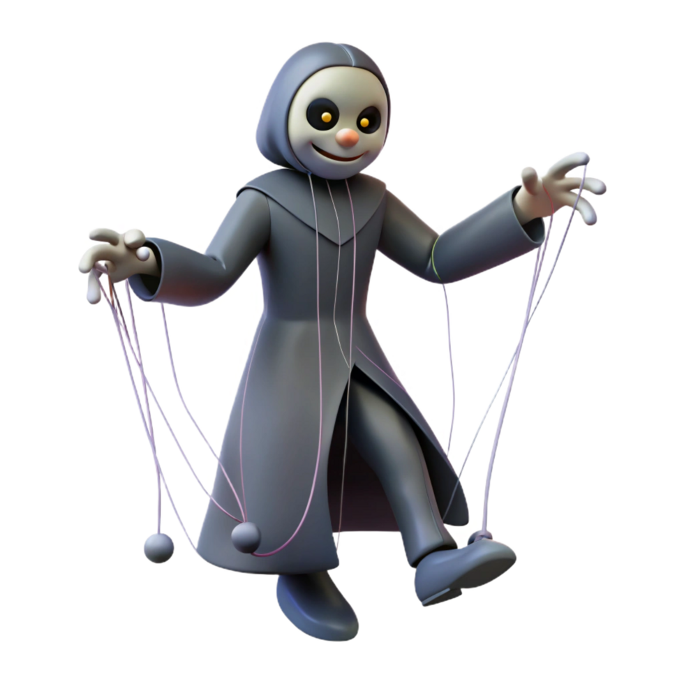 3D Cartoon Puppet Master Illustration png