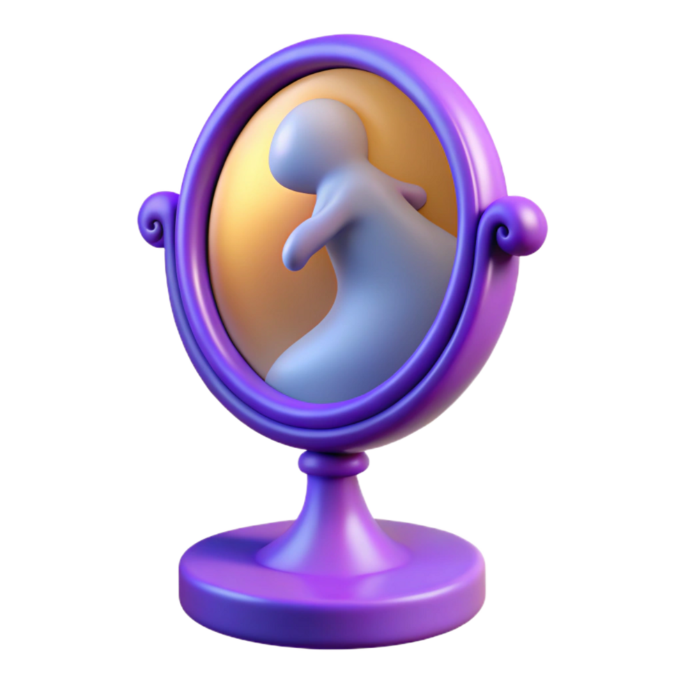 3D Render Purple Mirror Ghost Illustration png