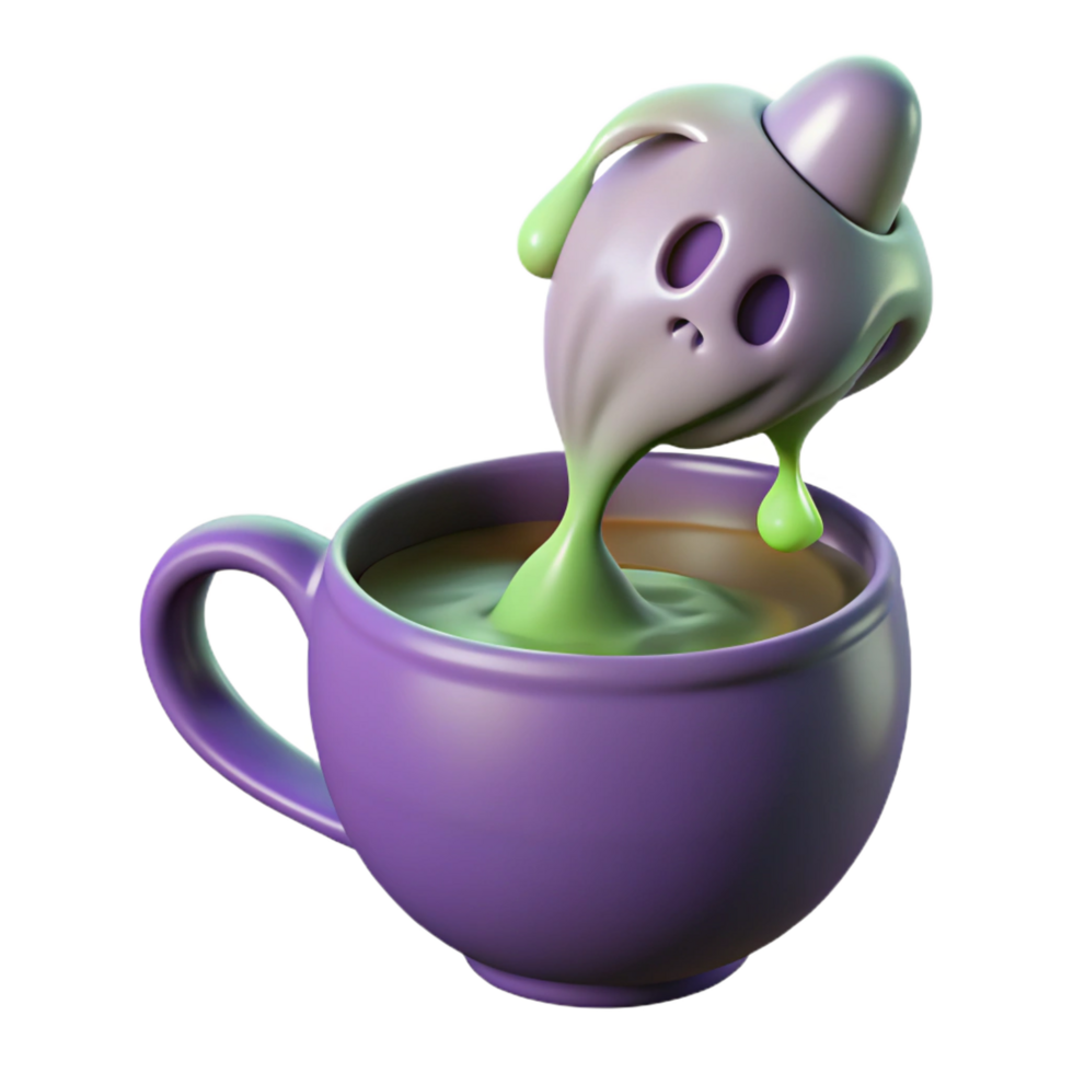 3D Render Ghost in Mug png