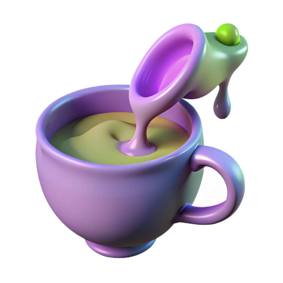 3D Render of Matcha Latte Pouring png