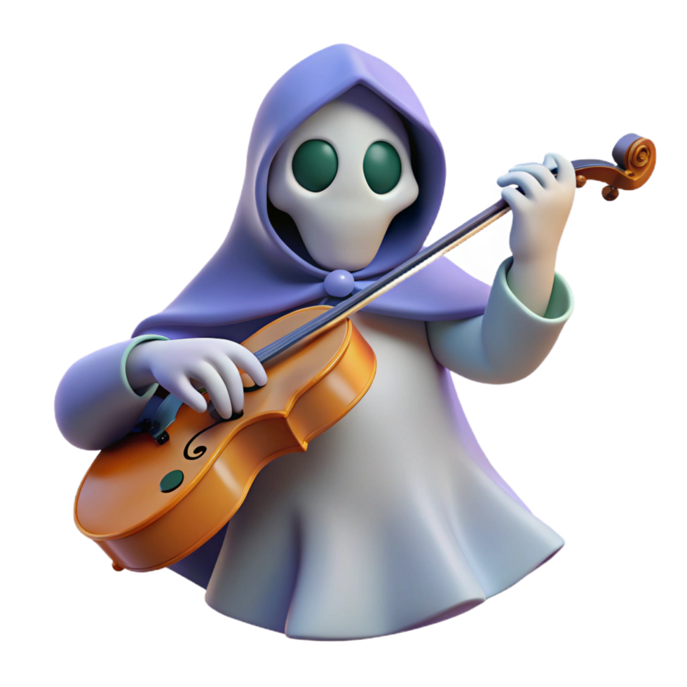 3D Render Ghostly Musician Violinist png