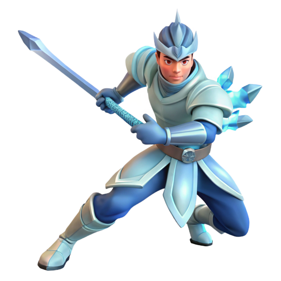 3D Render Ice Knight Fantasy Warrior png
