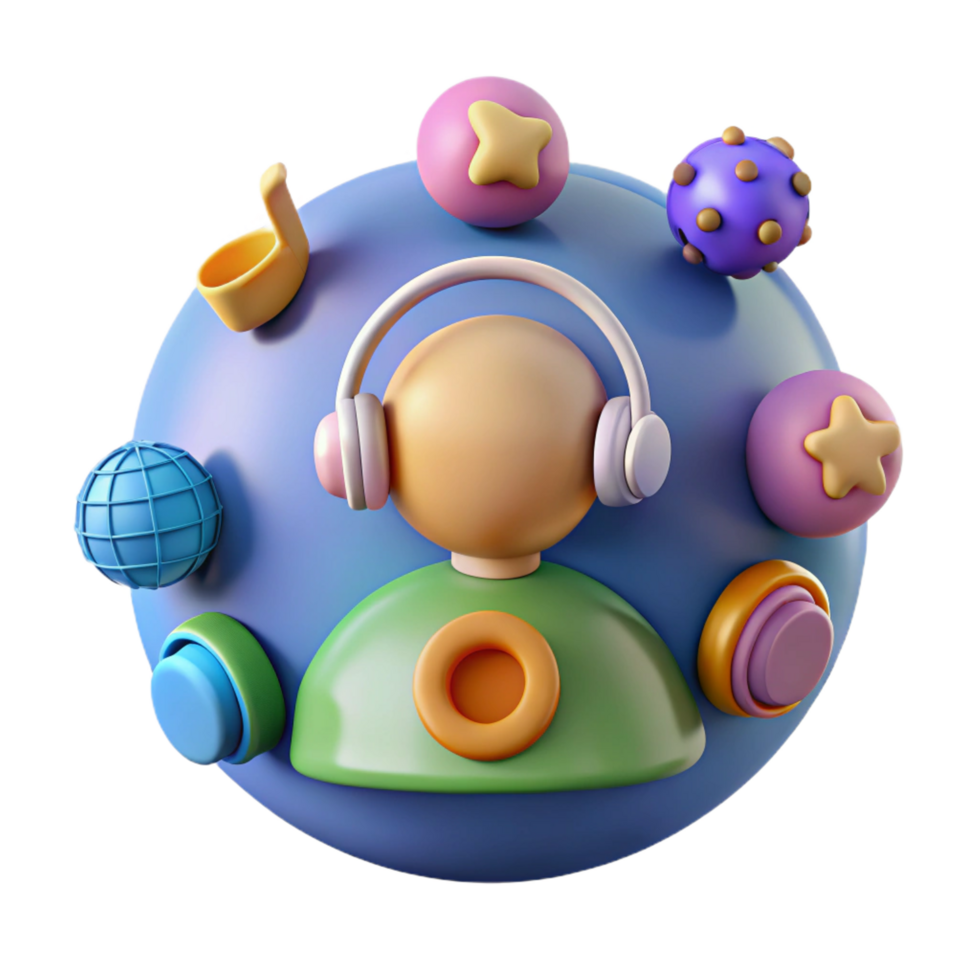 3D Icon User Listening Music png